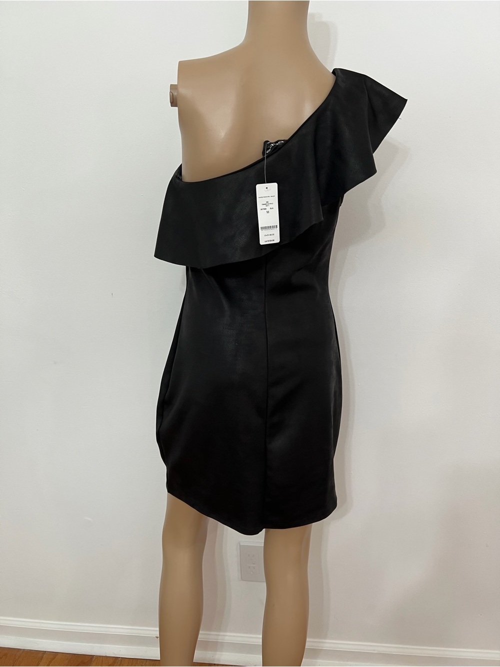 bebe One-Shoulder Black Ruffle Dress - Picture 5 of 5